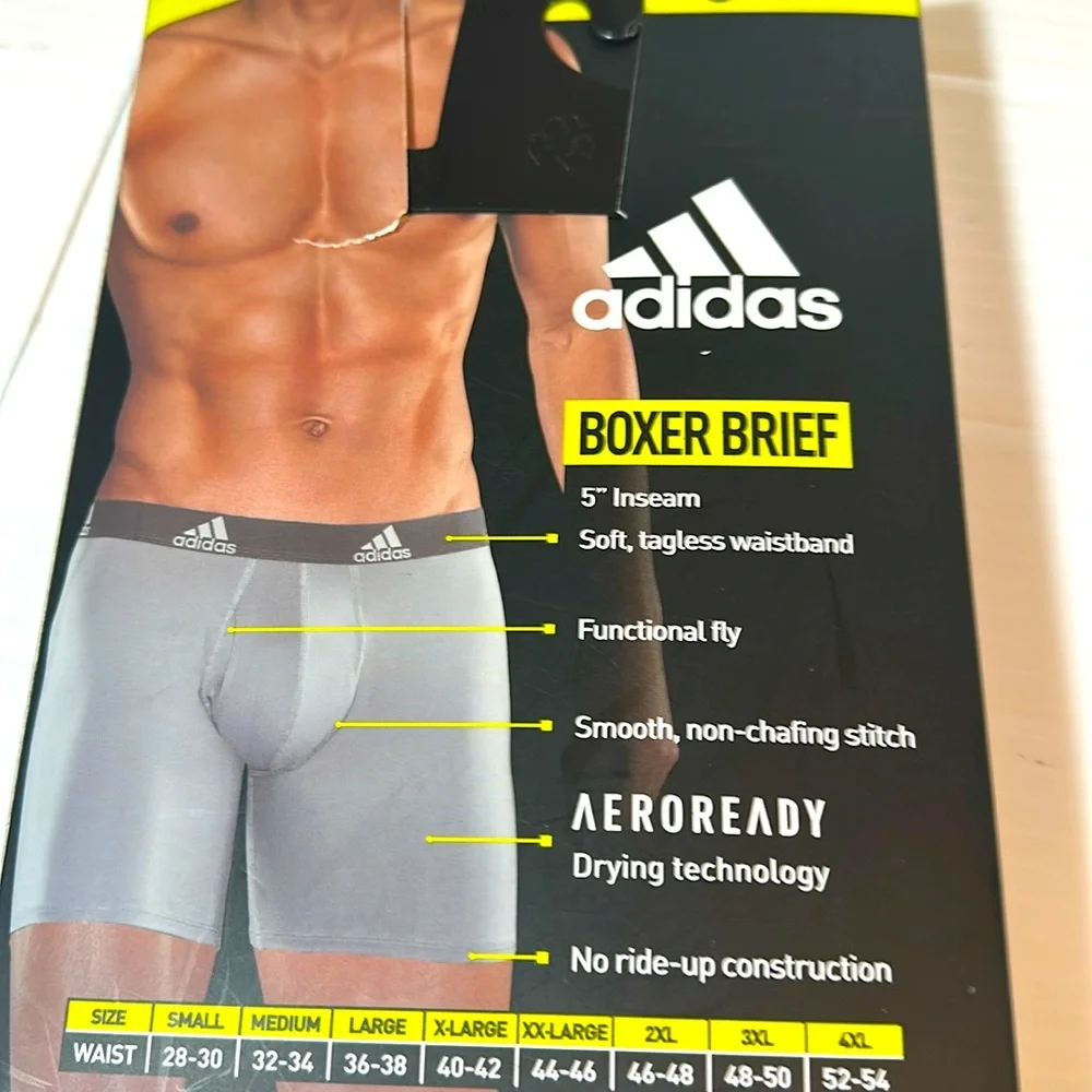 adidas 3-PK Microfiber Comfort Fit Boxer Briefs MED NWT